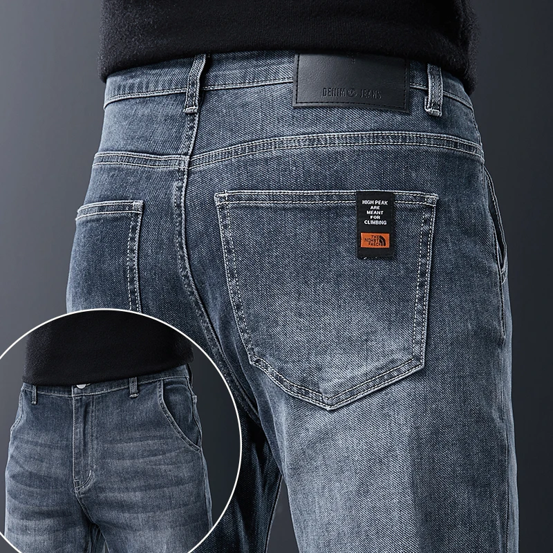 

Осень-весна мужские джинсы эластичные модные повседневные прямые джинсовые удобные классические брюки мужские мешковатые джинсовые брюки