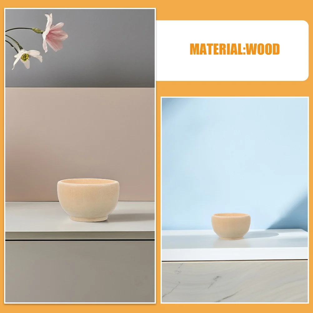 6 Stuks Kinderen Schilderen Houten Kommen 57Mm Mini Onvoltooide Ambachtelijke Kom Set Voor Diy Kunstprojecten Kinderen creatieve Natuurlijke Snack