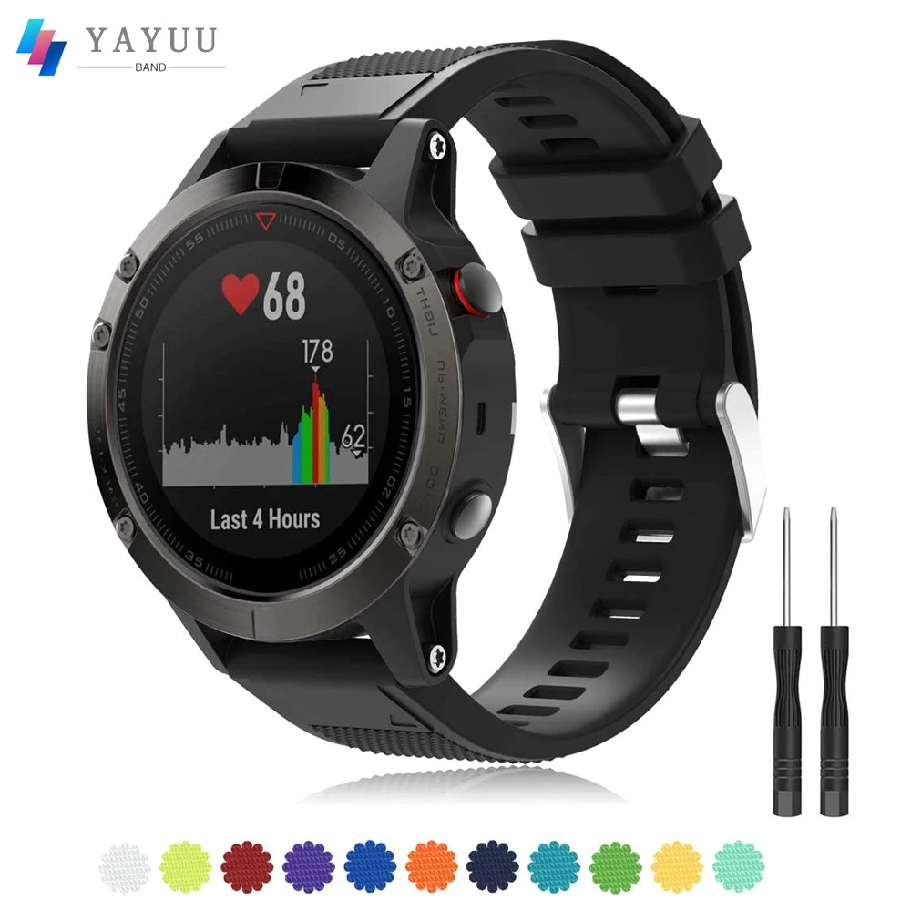 

YAYUU Watch Strap For Garmin Fenix 5 Silicone Band For Fenix 6 /Fenix 7/Fenix 5 Plus/Fenix 6 Pro/Forerunner 945 935/Quatix 6 5