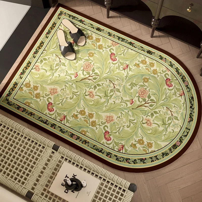 French Style Retro PVC Foot Mat Non-Slip Water Uptake Carpet Set Resistant to Dirt Room Decoration Entrance Door Easy to Clean