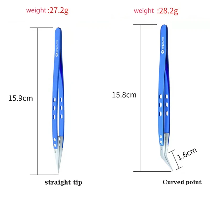 

MJ Straight Curved Tip High Temperature Resistant Anti-Static Ceramic Stainless Steel Tweezers For Precision Electronic Repair