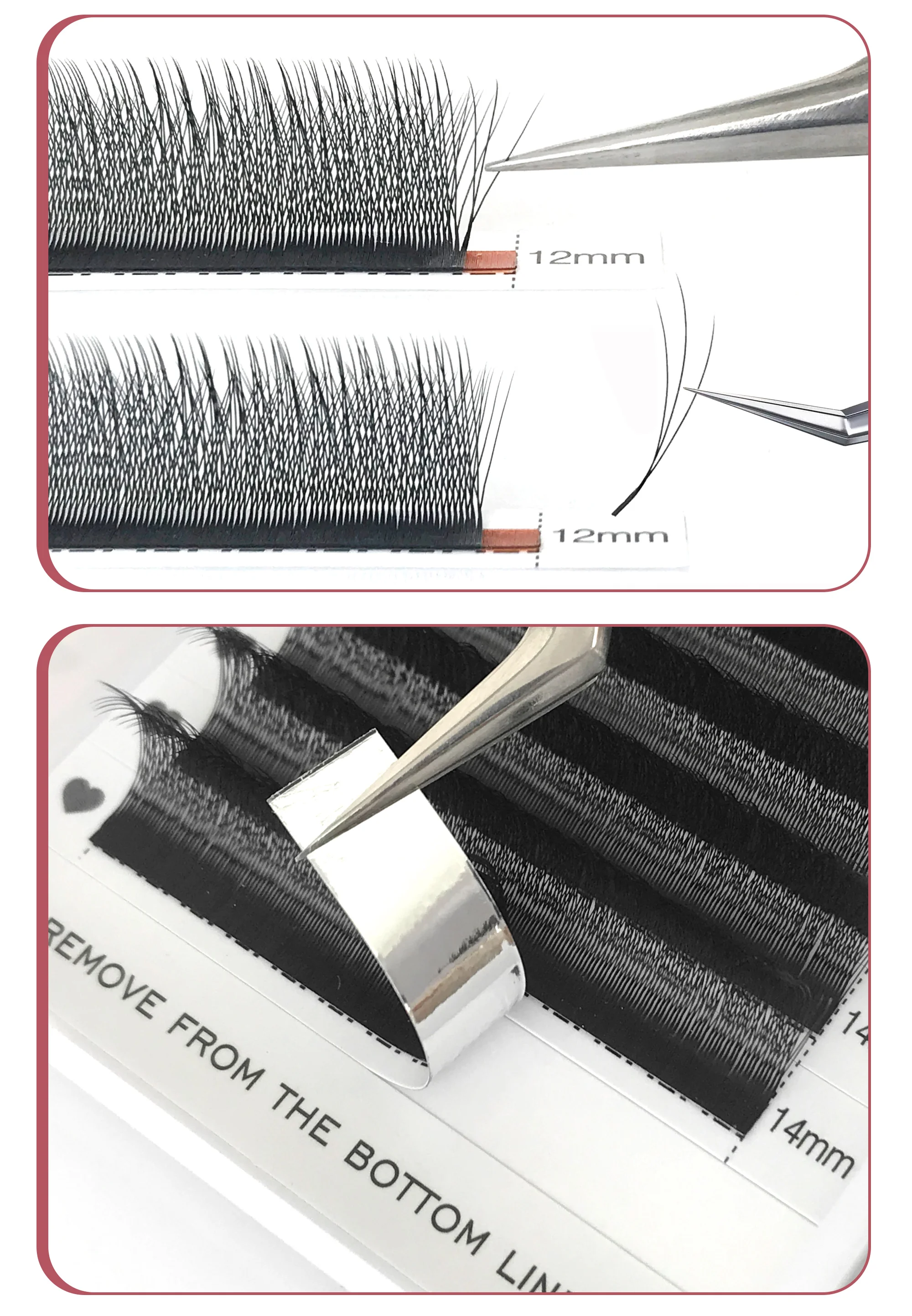 CoMango 12 Reihen/Tabletts 3D W Spark Clover Wimpernverlängerung, natürliches Volumen, weiche falsche Wimpern, Make-up-Großhandel – Detail 5
