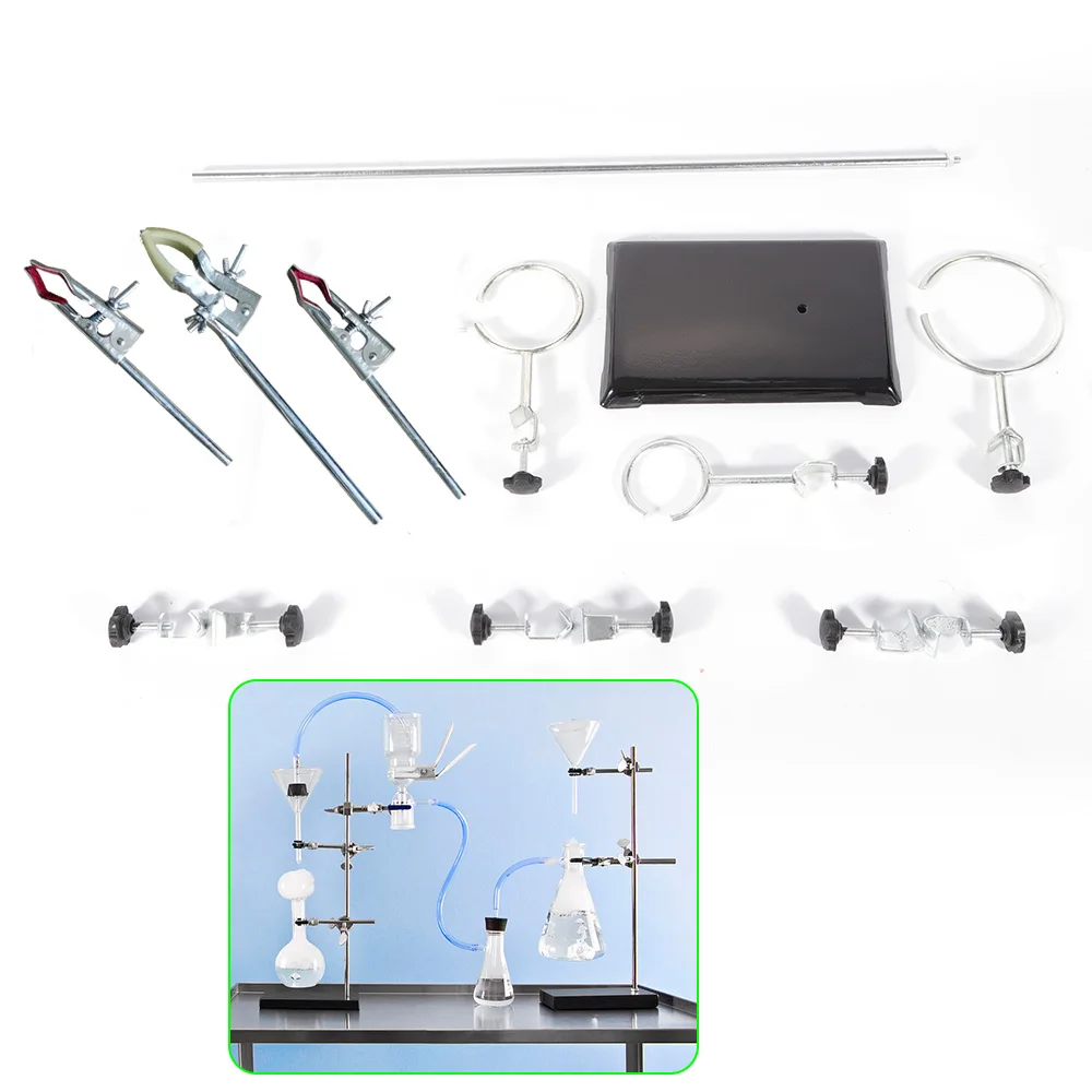 Imagem -06 - Laboratory Support Stands Sets Lab Chemistry Clamp Pipe Holder Clips Condensador Retort Ring x Laboratory Clips 600 mm