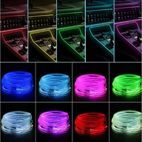 Car RGB Ambient LED Light Strip USB Fiber Optic Atmosphere Lamp Neon Interior Console Decoration Lights colorful 1/2/3/4/5M