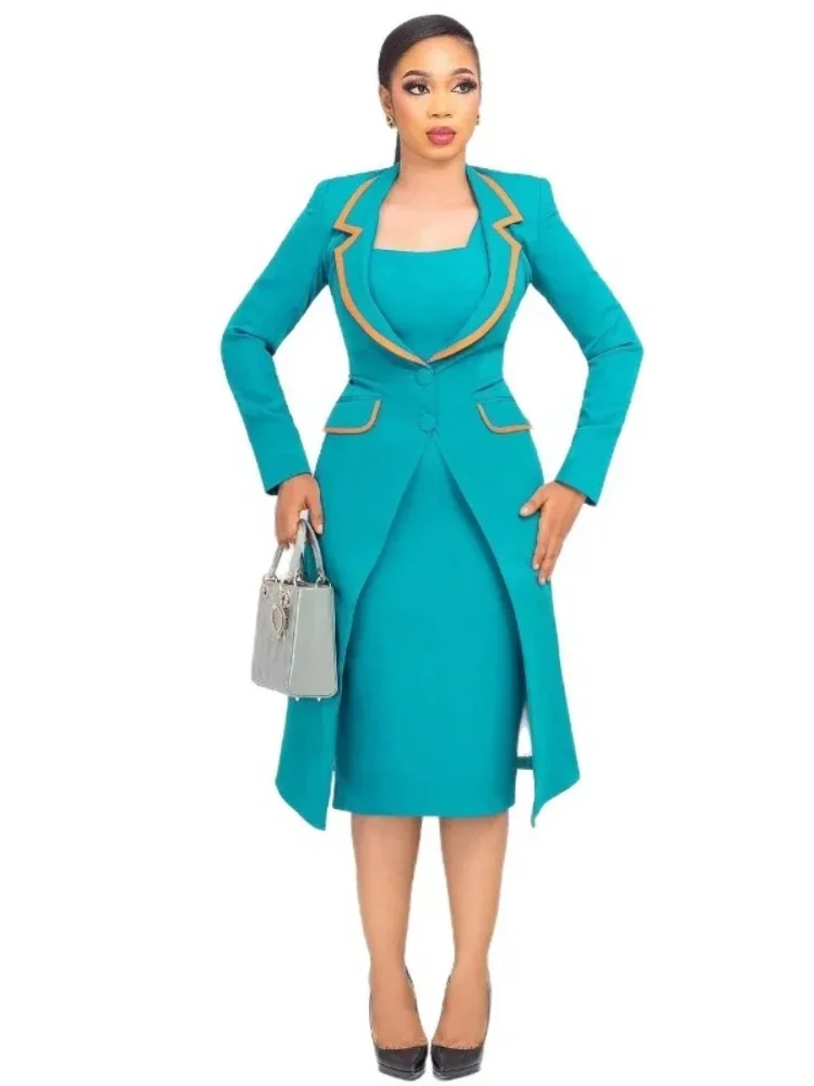 طقم داشيكي أفريقي مكون من قطعتين للنساء فستان ميدي مطبوع عليه أنقرة للخريف والشتاء طقم ملابس نسائية من Vetement