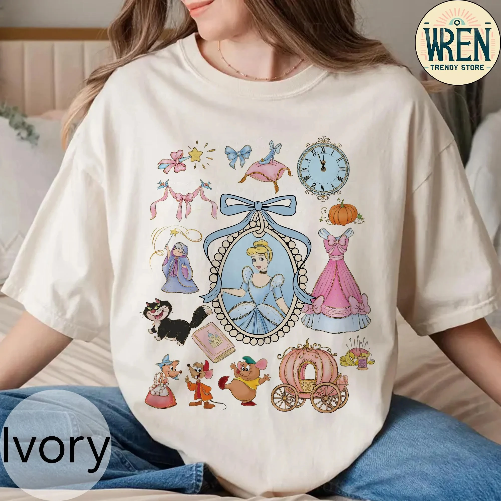 

Princess Cartoon Character 2026 Summer Best-selling Pure Cotton Breathable Children's Family Clothing Adult Children's Tops