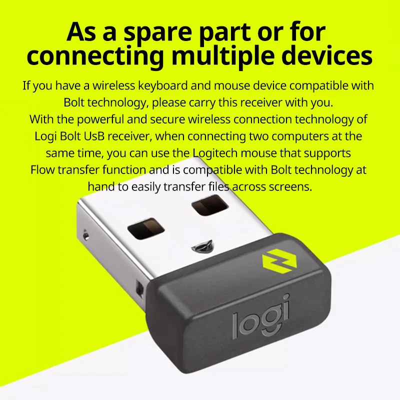 LOGITECH Logitech Bolt USB-Empfänger, geeignet für M650/MX Master 3S/LIFT/M240/MX Ahywhere 3S/POP MAUS/WAVE KEYS/K98 M