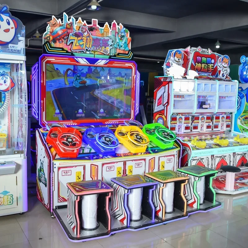 Large racing machine four-player game machine flying racing parent-child