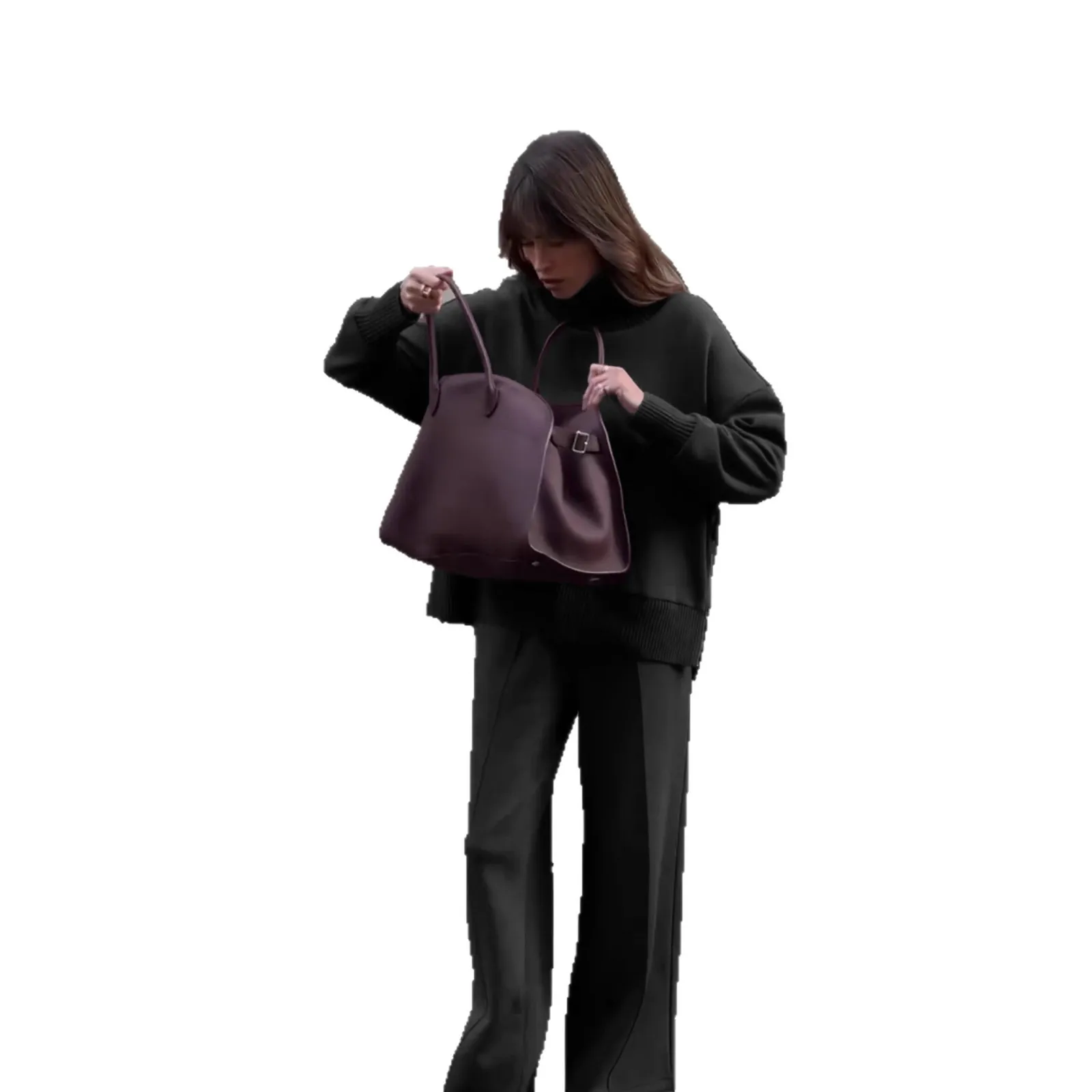 2025 الربيع/الخريف نمط جديد طويل الأكمام البلوز مجموعة عادية فضفاض جيب السراويل قطعتين مجموعة للنساء #4