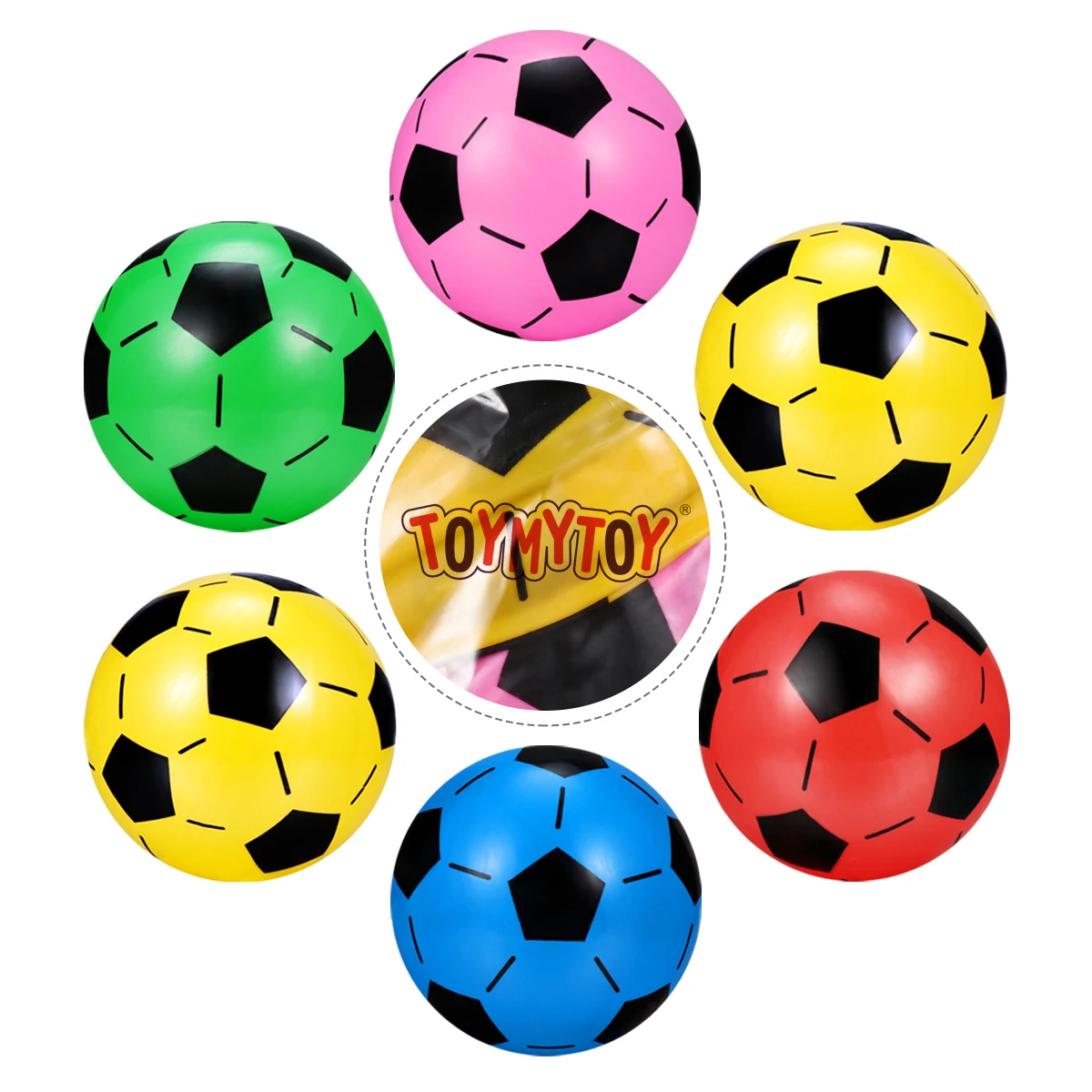 

TOYMYTOY 6pcs Mini Soccer Inflatable Football Softball Ball Girl Party Favors Fun Sports Play Stress Squeeze Balls Toy (Mixed Co