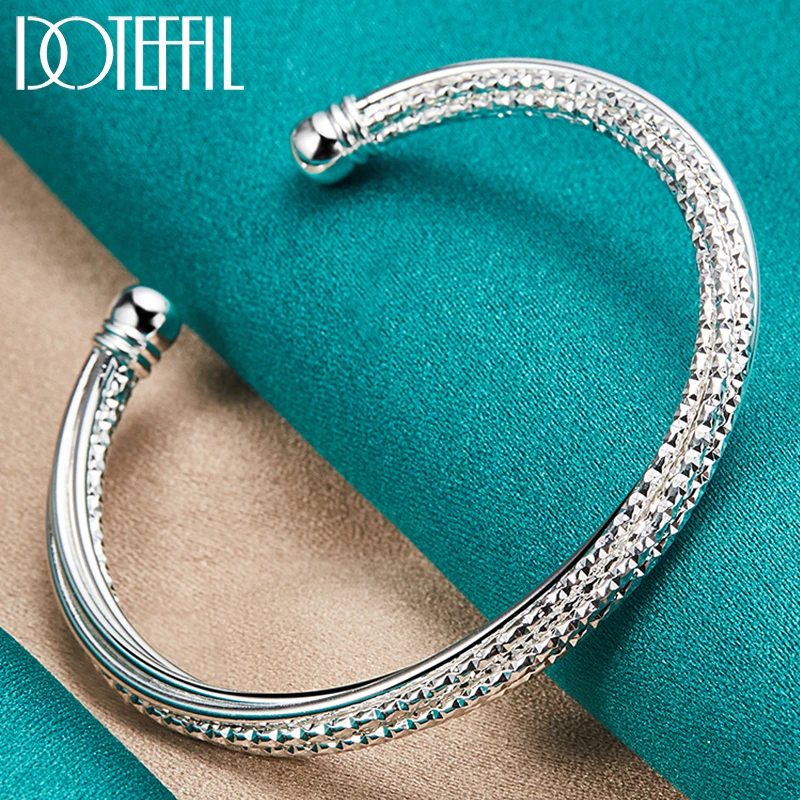 

DOTEFFIL 925 Sterling Silver Bead Simple Bracelet For Women Man Bangle Wedding Engagement Charm Jewelry