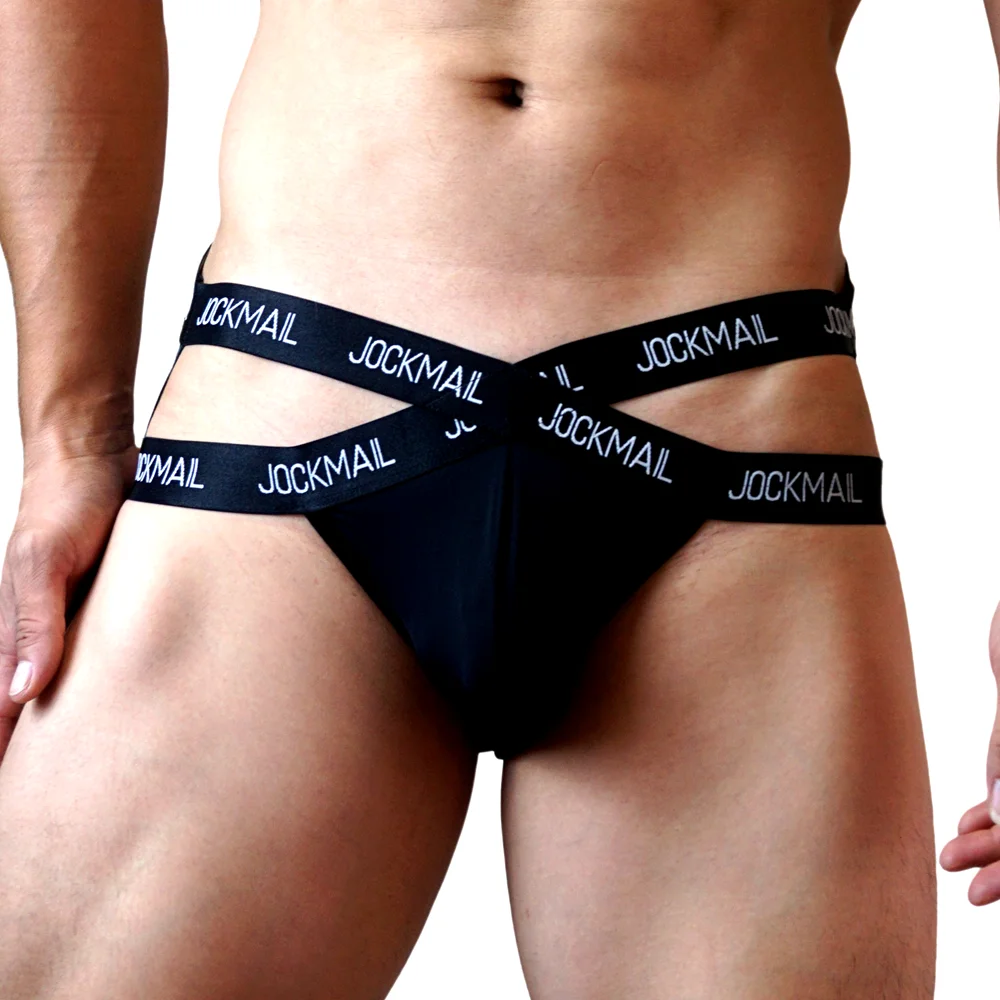 JOCKMAIL Bondage Lingerie Sexy Harness Bodysuit Jock Strap Costume Hombre Men Jockstrap Panties Ice Silk Underwear Thong