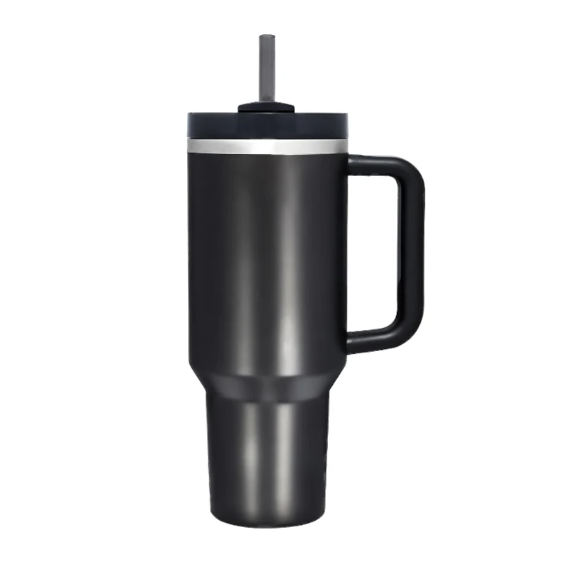 40oz Stainless Steel Vacuum Insulated Tumbler with Handle and Straw Portable Thermal Mug for Hot and Cold Coffee