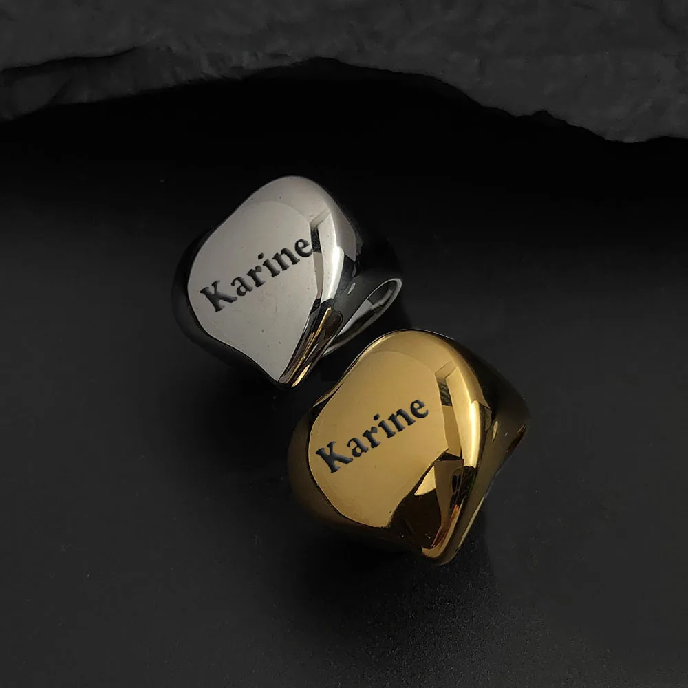 

New casting love custom name stainless steel gold-plated 18K men's ring, waterproof and non-fading custom ring