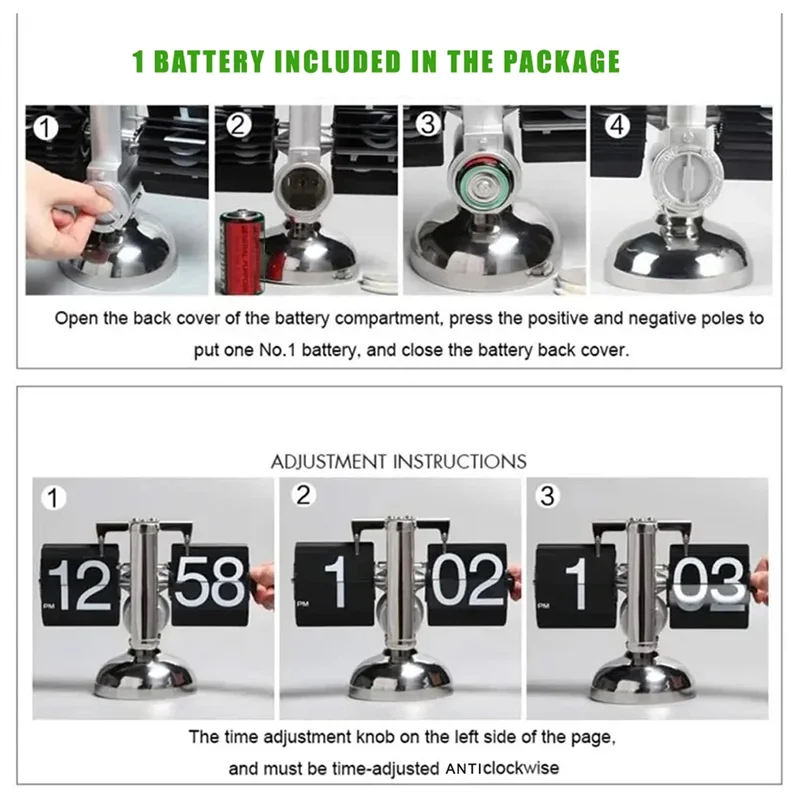 Reloj automático de giro de página con función de giro de tiempo, sensación de alta tecnología, adecuado para decoración del hogar.