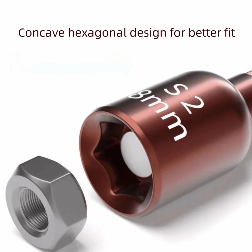8mm Size Magnetic Nut Screwdriver Hexagonal Socket Magnetic Design Hex Shank Driver High-quality Materials Length Hex Socket