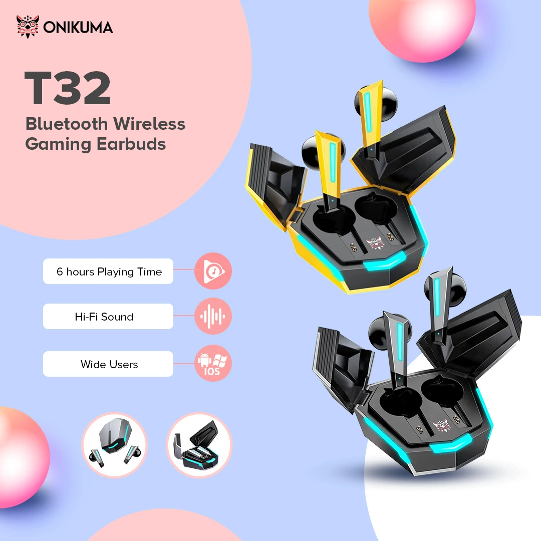 

T32 Bumblebee Gaming Headset Gamer Cellular Gamer professional Wireless Bluetooth in Ear Earbuds Gamers Headphones for Android