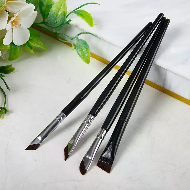 6 uds cepillo delineador de ojos con hoja mejorada cepillo de cejas plano de ángulo fino ultrafino debajo de los ojos pincel de maquillaje