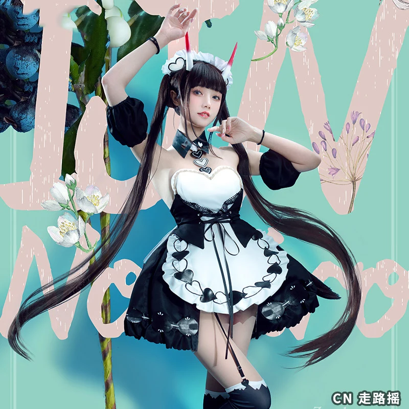 Juego Azur Lane KMS August Von Parseval disfraz de Cosplay IJN Noshiro Anime vestido de sirvienta trajes Halloween carnaval traje peluca zapatos