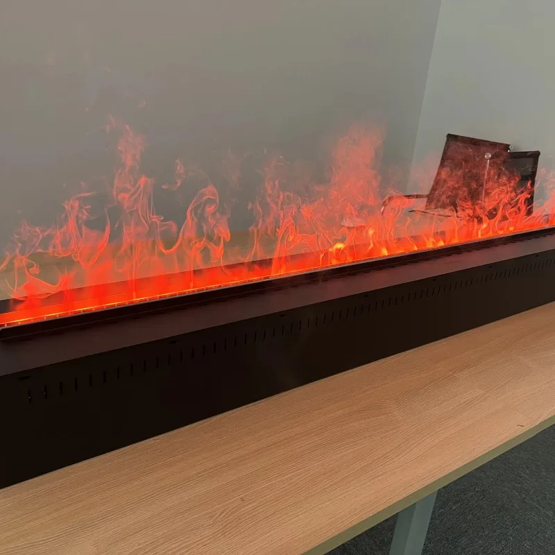 

Modern Indoor Wall-Mounted Electric Fireplace with Multi-Color LED Flame Screen 3D Water Decor Steel Insert