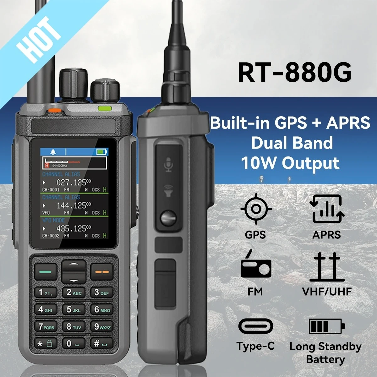 RT-880G 10w APRS+GPS Ham Radio with Cross Band Repeater Short Wave HF SSB CB  Walkie Talkie  AM USB LSB CW 1024 Channels