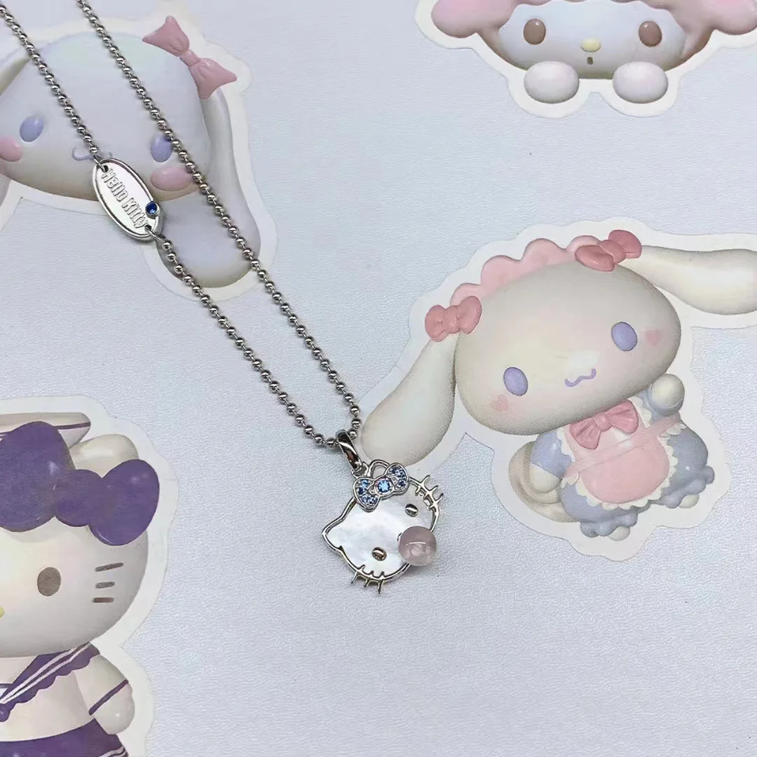 Kawaii Sanrio Hellokittys Necklace Cartoon Anime Collar Chain Cute Kitty Jewelry Accessories Children Toys Girl Birthday Gift