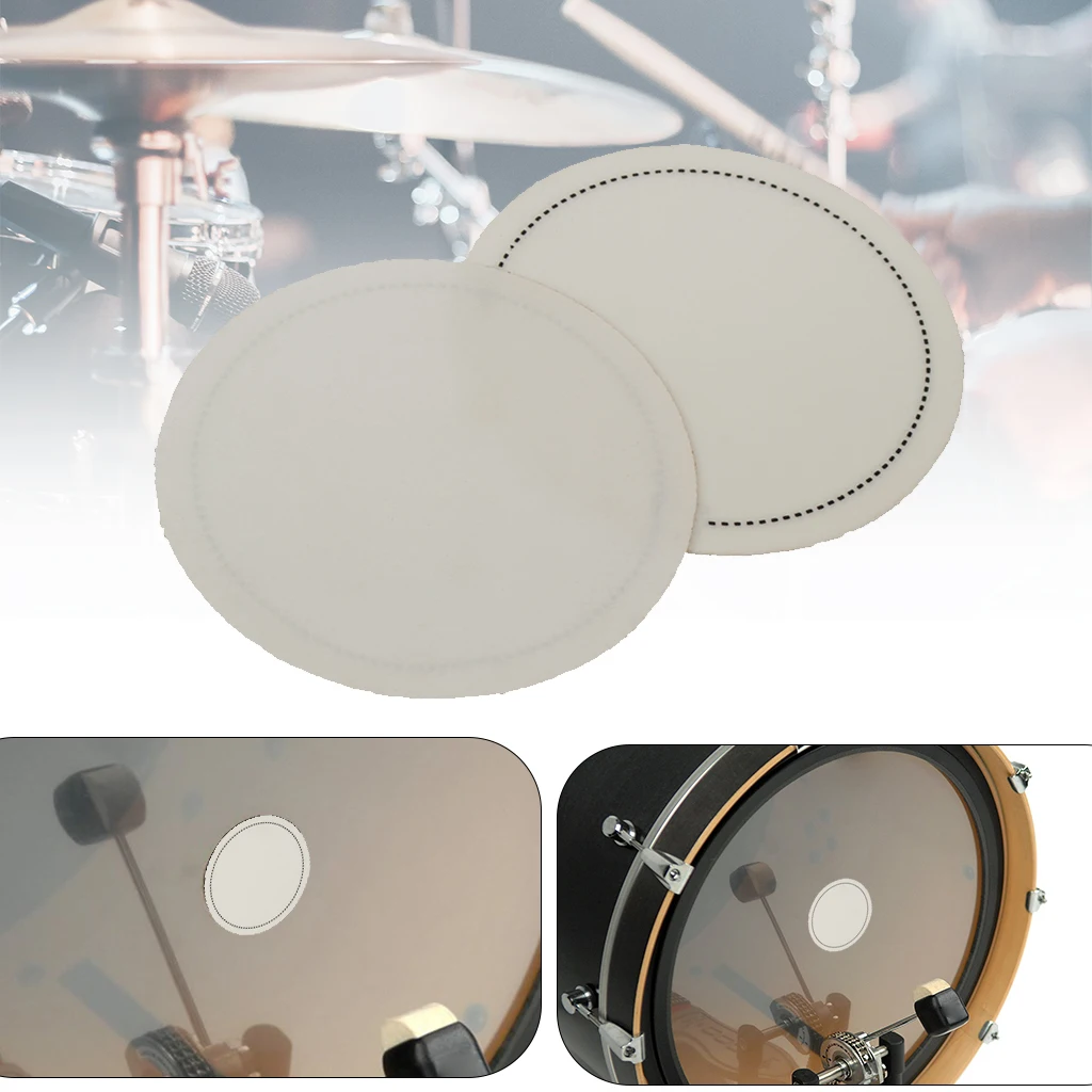 NAOMI 2pcs Bass Drum Head Pad Impact Patch Drumhead Protector Percussion Instrument Parts