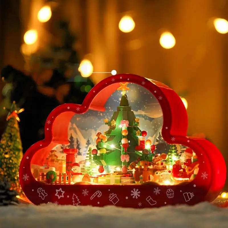 Christma New Style Assembled Building Block Toys Cloud Night Lamp Decorative Mirrors Frame LED Table Lights Creative Desk Bedroo
