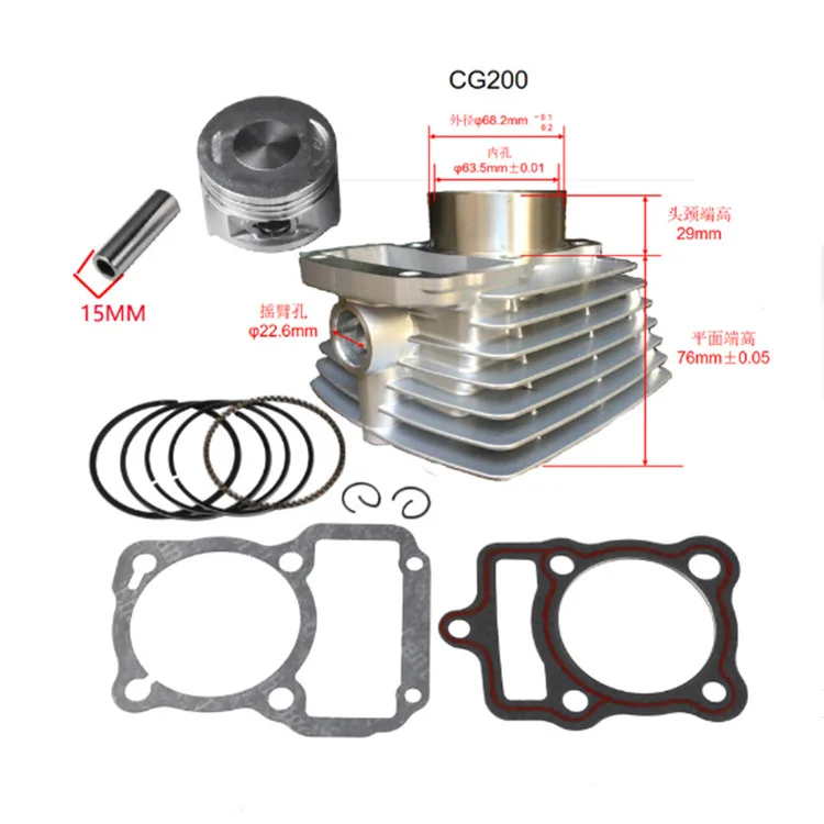 Motorcycle Cylinder Kit Water Cooling 200cc 63.5mm Bore Pin 15mm Piston Rings Set for Zongshen CG200 ZS200 CG 200 Modified Parts