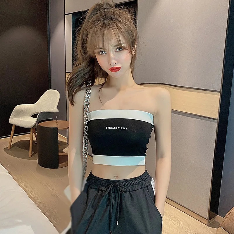 Streetwear Sexy Y2k Patchwork  Tank Top Women Summer FashionSlim Corset Femme Sleeveless Letter Camisole Crop Top Ladies