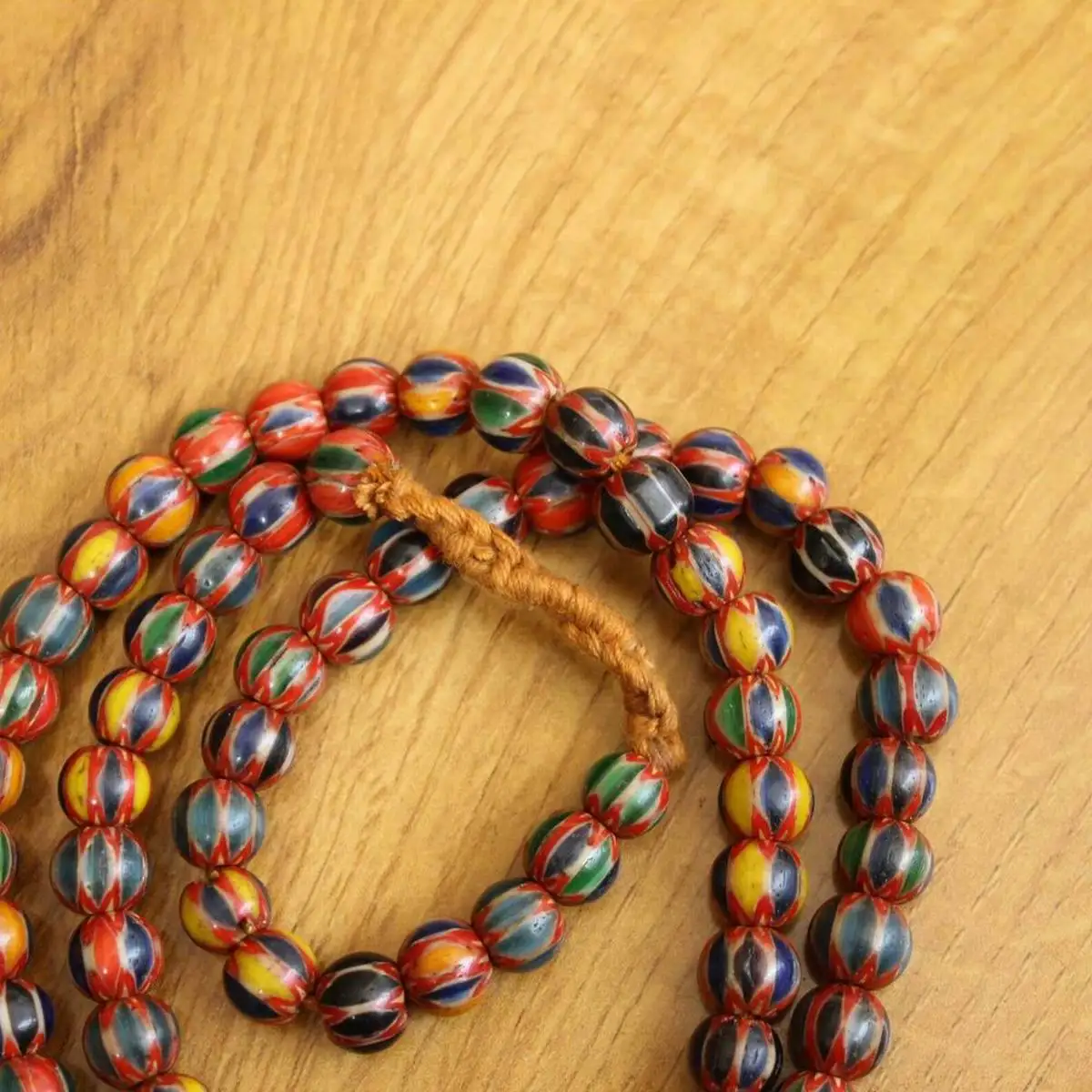 BD261 Nepal Handmade Antiqued Trade Lampwork 10mm Glass Beads Strand Tibetan Colorful Beaded Necklace