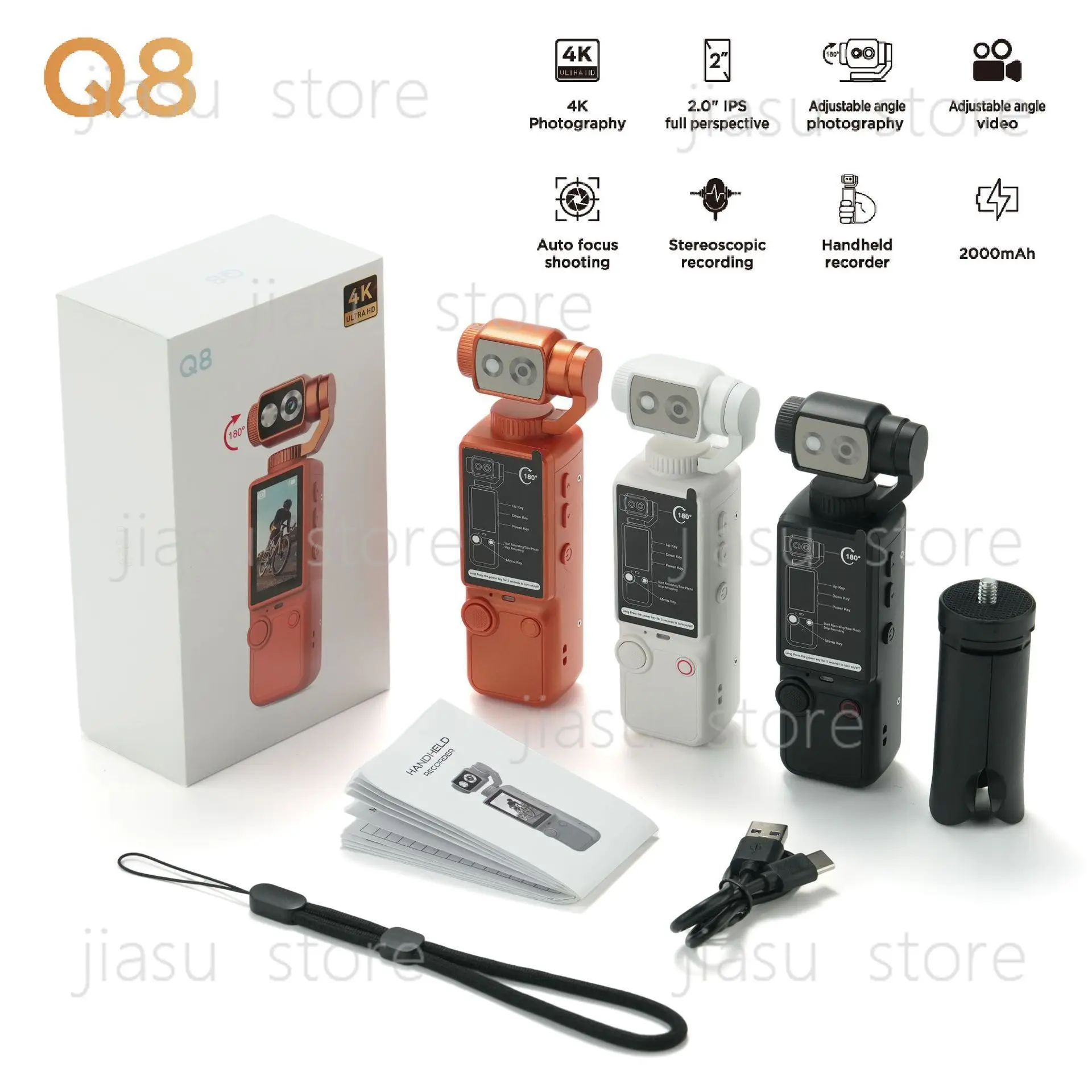 Portable Q8 Pocket Camera Ultra Clear Auto Focus Outdoor Sports Cam Meeting Audio Video Recorder