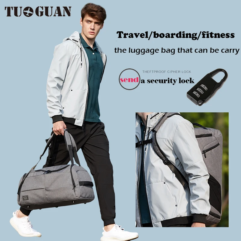 Short-Travel Duffel Bag with Independent Shoe Compartment & Wet/Dry Separation, Men's Multi-Functional Gym & Training Backpack