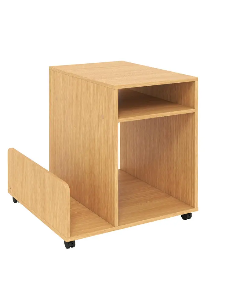

Rolling End Table 3-Tier Mobile Side Table with Side Storage Rack Modern Small Nightstand-Natural