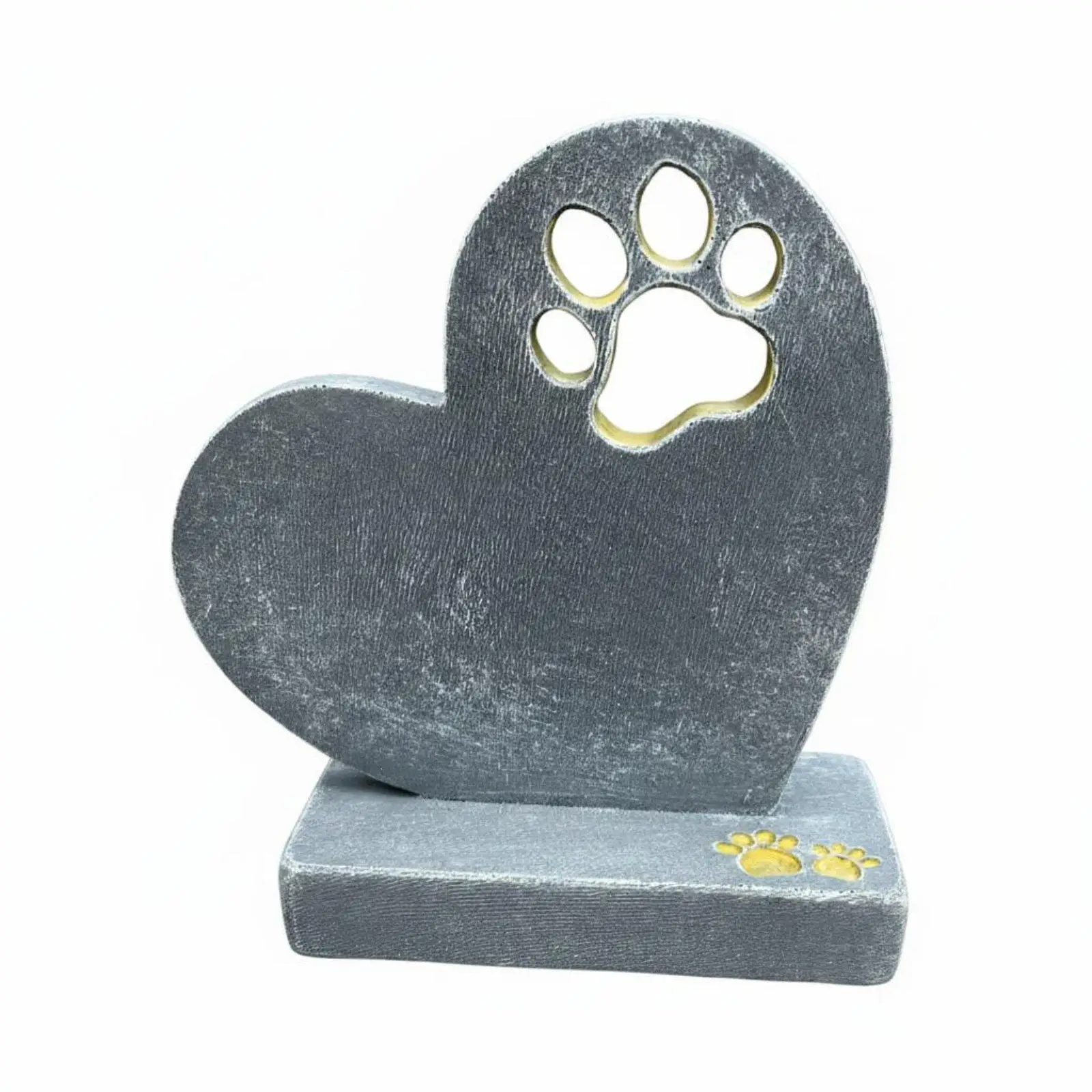 Resin Pet Memorial Statue Heart Dog Grave Marker Decorative Stone for Outdoor Remembrance Garden Patio Tribute