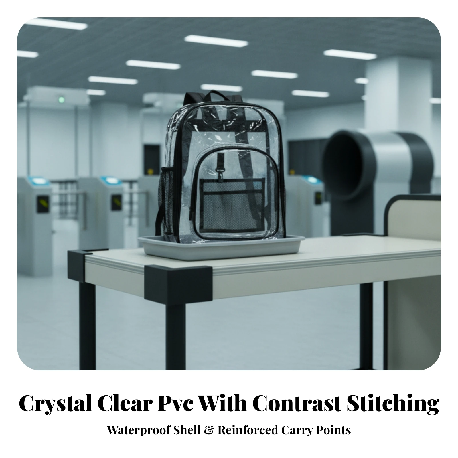 Daypack Waterproof Clear Backpack Transparent Backpack Adjustable for Students, Travel, School