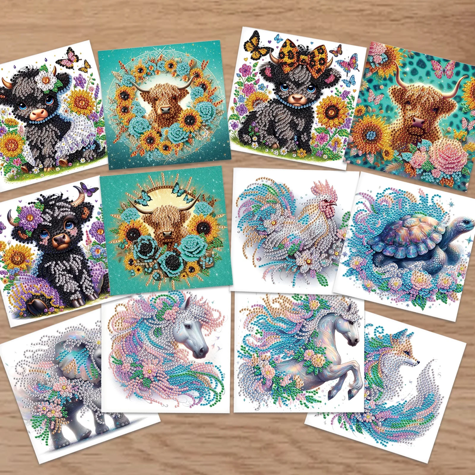 

12Pcs Diamond Art Painting Greeting cards Kits for Adults,Cute animals Greeting cards Diamond Art cards for Creative Decor Gift