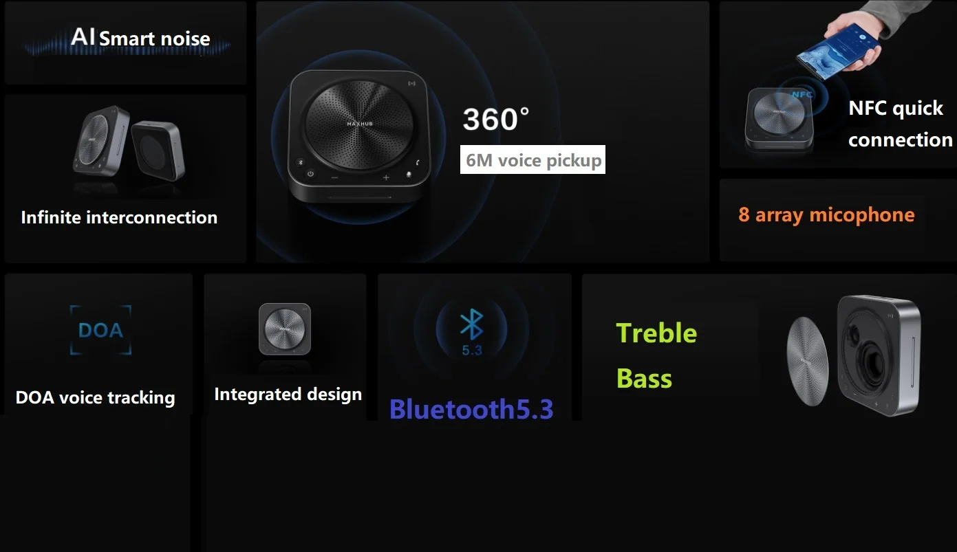 MaxHub-بلوتوث مؤتمر المتكلم ، مؤتمر الفيديو المتقدمة ، ميكروفون للتعليم