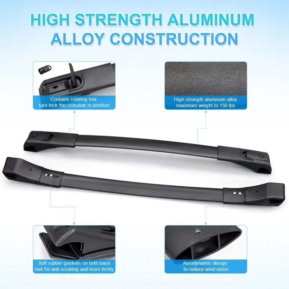 Cross Bar Roof Rack For Toyota RAV4 2013-18 1 Pair Aluminum Alloy Rails Luggage Carrier Bars Top Racks Rail Boxes