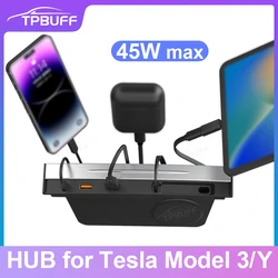 TPBUFF 45W Docking Station per Tesla Model 3/Y Hub PD Fast Charger Docking Station intelligente Car USB Shunt Powered Splitter