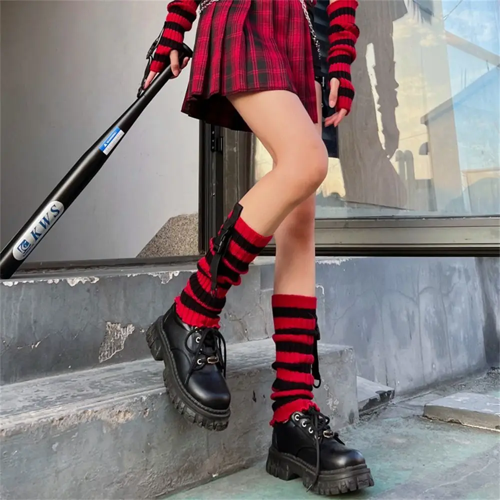 

Winter Autumn Women's Punk Leg Warmer/Arm Cover Girls Cute Warm Feet Cover Kawaii JK Sweet Warm Knitted Striped Socks