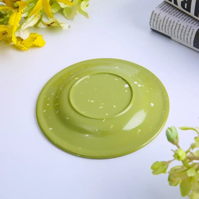 A5 Miamine Porcelain Green Feverfew Commercial Fall Durable Plastic Cutlery Bowl Dish Spoon Set