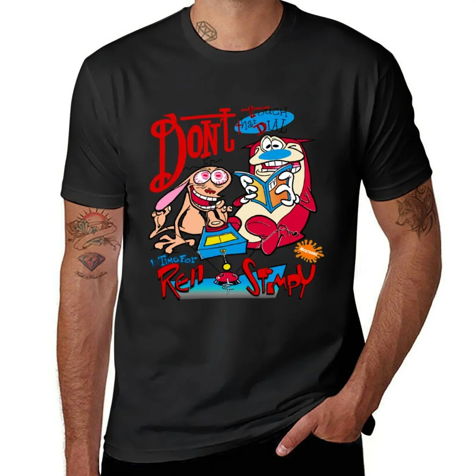 

Ren And Stimpy Don't Touch That Dial T-Shirt for a boy new edition oversizeds heavyweights Short sleeve tee men