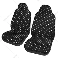 Black White Bohemian Polka Dot Print Car Seat Covers 2 Pcs Front Seat Protector Bucket Seat Covers Universal Auto Accessories