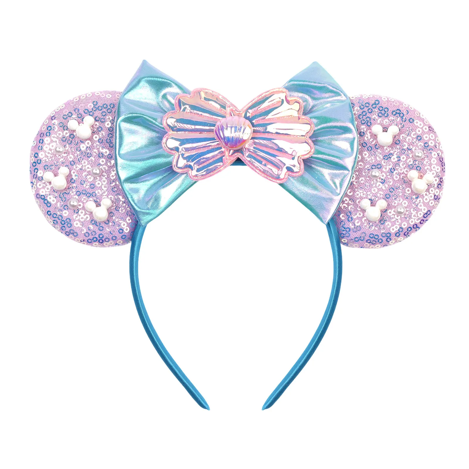 Meerjungfrauen-Mausohren-Stirnbänder, Meerjungfrauen-Serie für Damen, Party-Haaraccessoires, Charakter-Maus-Pailletten-Schleifen-Haarband, Kindergeschenke