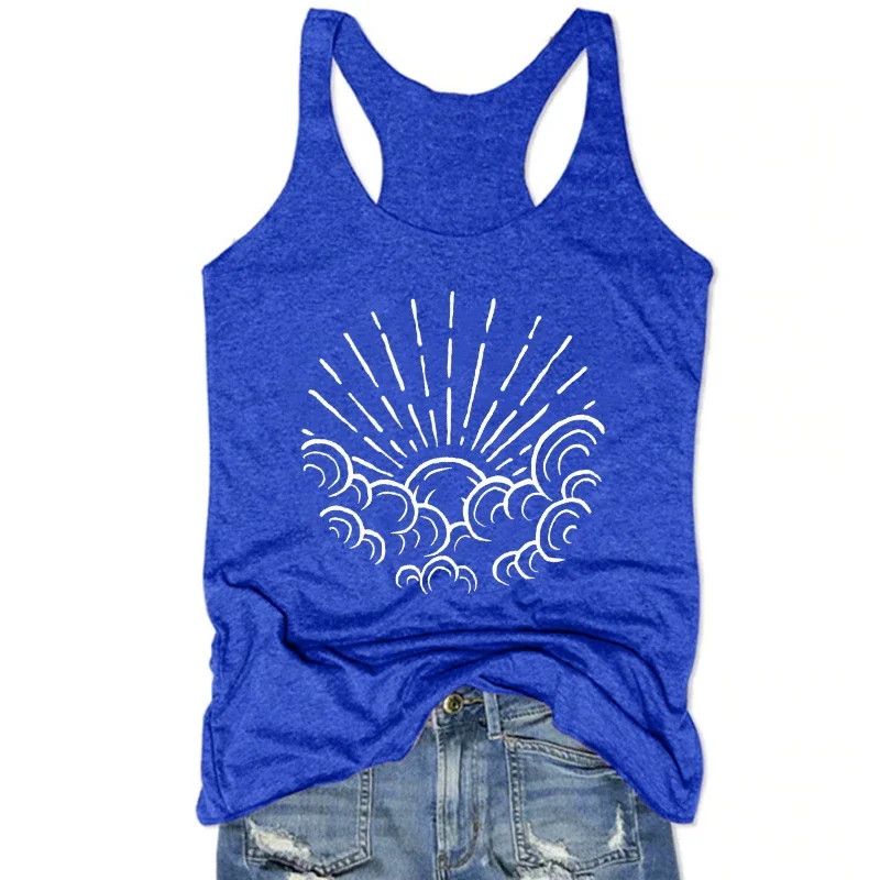 

Cloud Sunrise Tank Top Ocean Vibe White Top Summer Tank Tops Ocean Life Style Cute Fashion Cloths Gothic L