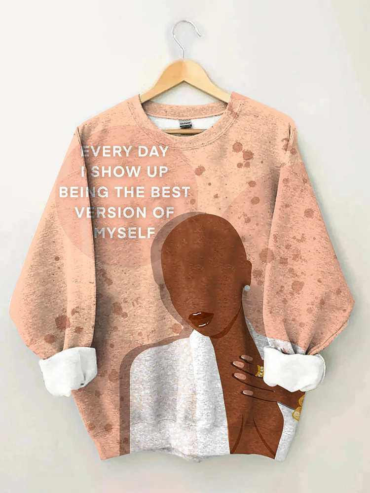 XXS-6XL Plus Size Long sleeved Round Neck Sweater Women Leisure Commuter African Girls Cartoon Printed Loose Sweatshirt ZOOY