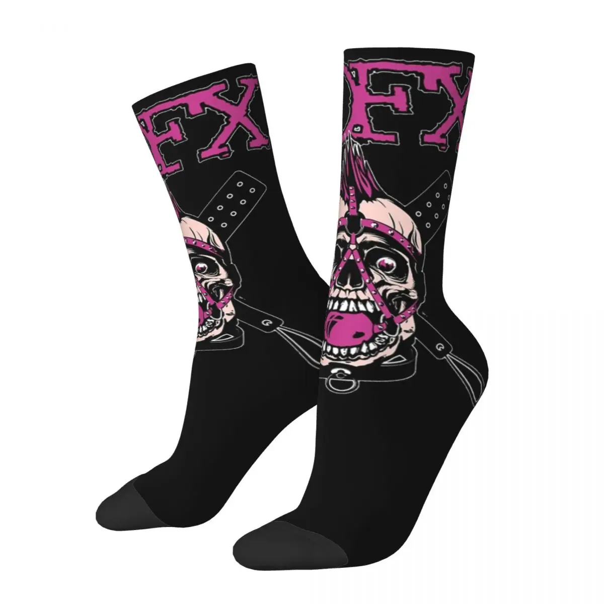 Harajuku Men Socks Pink Skull Nofx Punk Band Accessories Comfortable Sport Socks Spring Autumn Winter