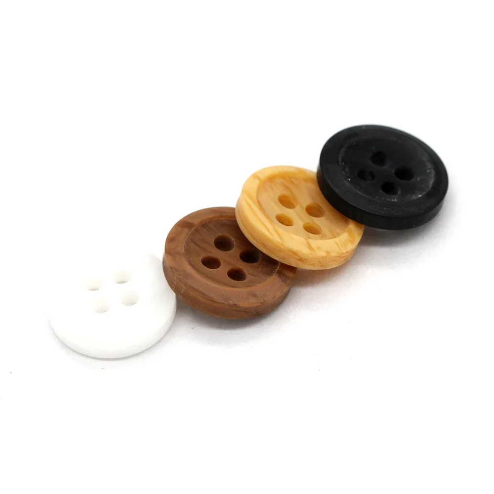 HENGC 9/10/11mm 4 Holes Imitation Wood Resin Buttons for Clothes Fashion Shirt Dress Blouse Handmade Decorations