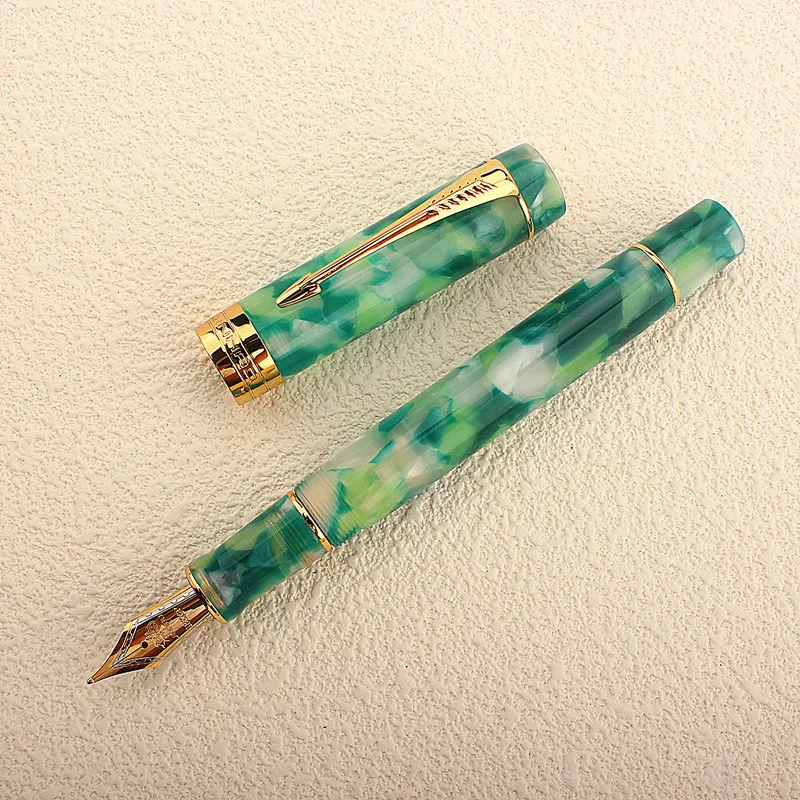 Jinhao-Stylo plume à encre verte Ice Flower Century, écriture lisse, plume F, école, bureau, affaires, 100